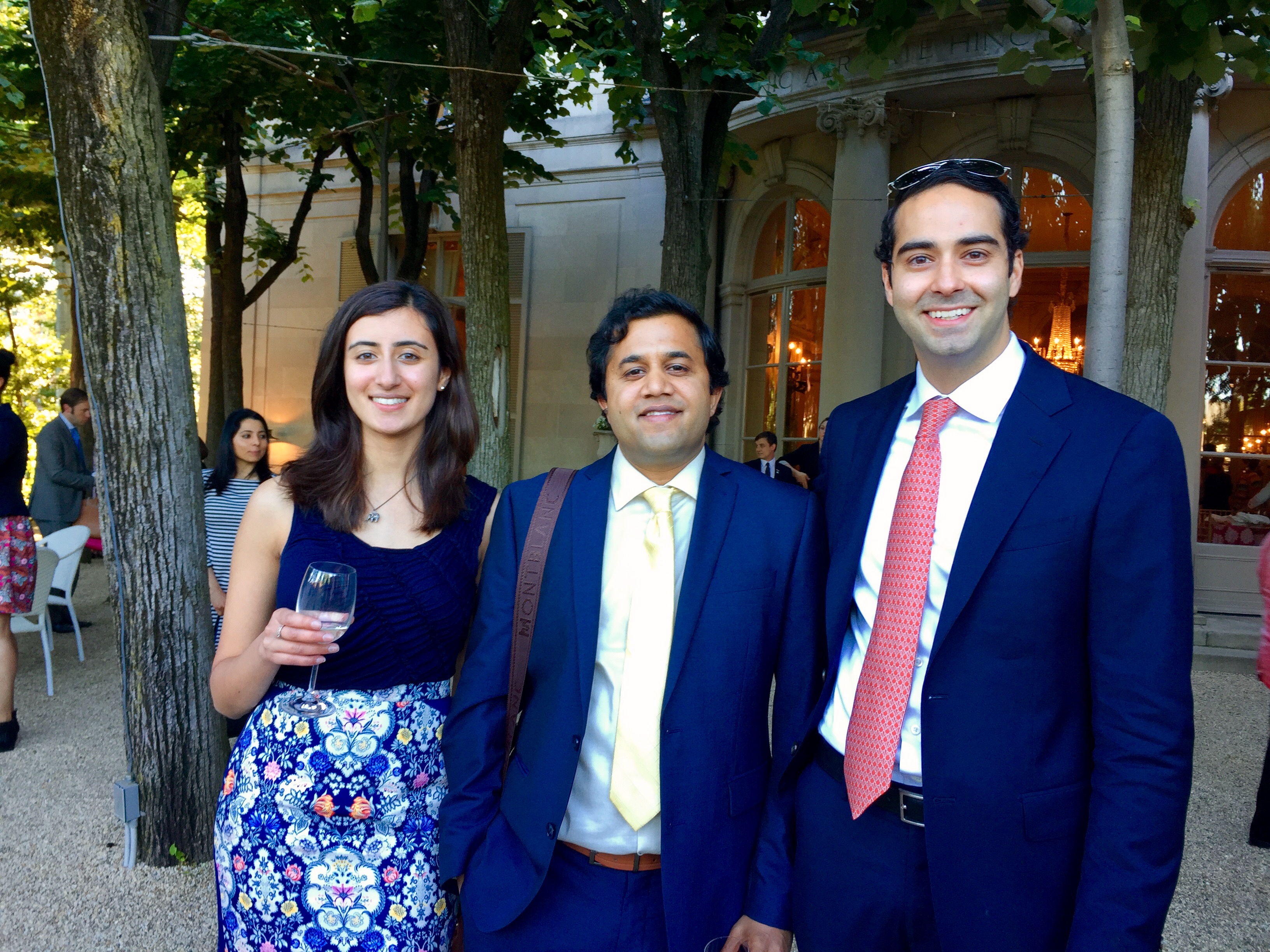 Anu and Vivek Posing Outside with Omi Vaidya from Three Idiots