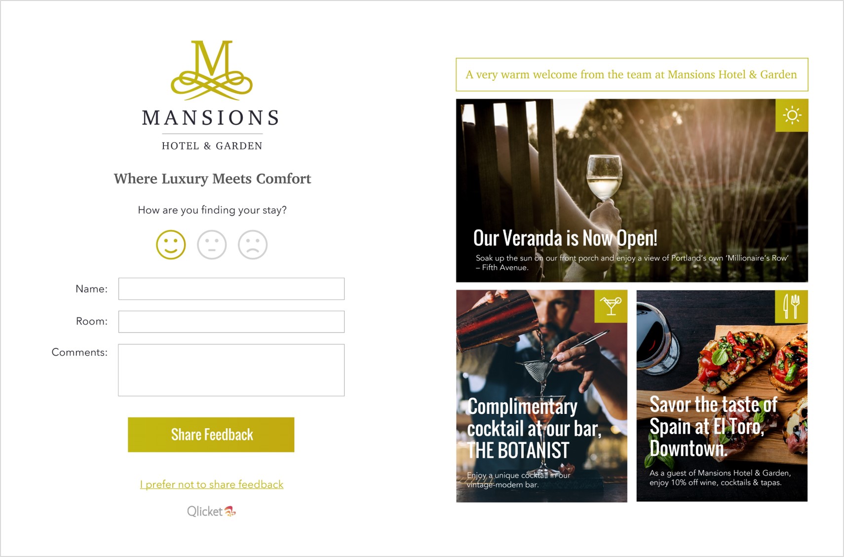 Mansions Hotel WiFi Login Page